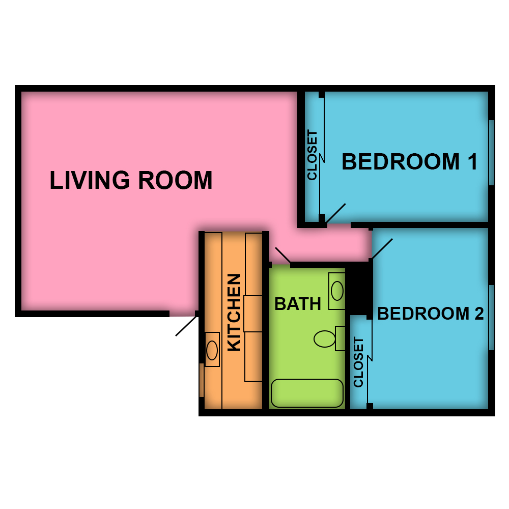 This image is the visual schematic floorplan representation of Plan A at Sterling Estates Apartments.